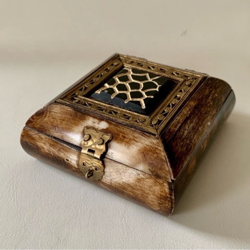Vintage box made from bone and brass